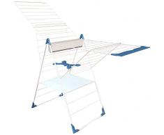 Herby 3050 - Stendibiancheria da appoggio semiautomatico, in acciaio termoplastificato/termolaccato, 61 x 6 x 116 cm, colore: bianco/blu