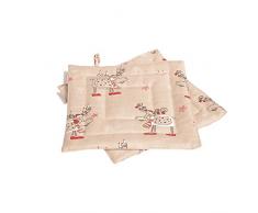 Vaitkute 219014 - Set di 2 presine Elch misto lino con stampa motivo: alci 50% lino e 50% cotone 40º 240 g/ m2 23 x 23 cm colore: naturale/rosso