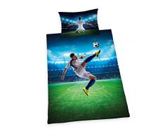 Herding Young Collection Set di biancheria da letto a tema calcio, Cotone, verde, 160 x 210 x cm