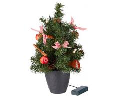 Heitmann Deco 91822 Albero di Natale con LED, decorato, altezza 40 cm, plastica, rosso, 24 x 24 x 42 cm