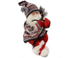 WeRChristmas - Decorazione natalizia a forma di Babbo Natale con vestito ricamato, 60 cm, colore: rosso/verde