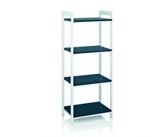 Kela 22248 scaffale con 4 ripiani Siam, 43 x 30 x 75 cm, MDF antracite, bianco metallo rivestito in polvere