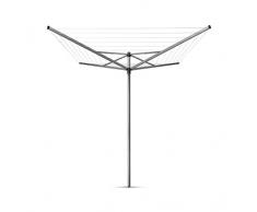 Brabantia Topspinner Stendibiancheria da Giardino con Tubo di Fissaggio Zincato, 60 m, Grigio Metallizzato