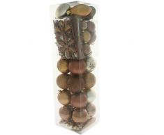 WeRChristmas - Set di decorazioni natalizie, con 72 palline in plastica infrangibile marrone / cioccolato/ caffè/ champagne