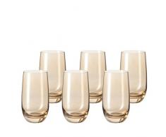 Leonardo 014903 Set 6 Bicchieri Acqua Bicchieri grande Sora marrone schlammfarbend, lavabile in lavastoviglie, nude marrone
