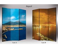 Separè bifacciale artistico Divisorio 3 ante su tela Napoli 176x3.2x135.6 cm