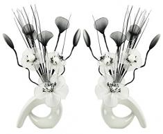 Flourish 794415 - Set di 2 mini fiori artificiali in coordinato, da 32 cm, in vaso a vortice, Vetro, White, 10 x 10 x 32 cm