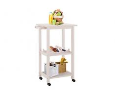 LifeStyleDesign, Carrello da cucina, legno dellalbero della gomma verniciato in MDF, gambe in legno massello, 86 x 40 x 55 cm, Bianco (Weiß)