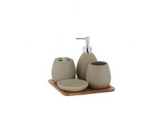Axentia 126822 Set per bagno, Avignon, caratteristiche, per WC accessori da bagno in ceramica di qualità e bambù, marrone, 23 x 30 x 11 cm