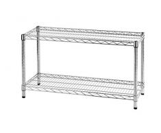 Archimede Sistema Componibile Scaffale Due Ripiani, Metallo, Cromato, 91 x 36 x 50 cm