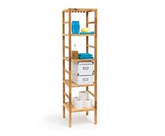 Relaxdays - Scaffale Bagno in Legno di Noce Oliato, con 3 Scaffali, Fino a 5 Scaffali Disponibili