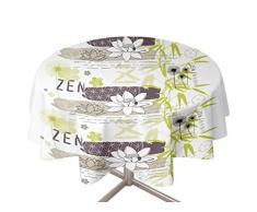 Soleil dOcre 264842 Tovaglia in tela cerata rotonda 160 cm ZEN bianco