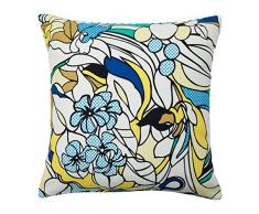 Madura 13837 - Fodera per cuscino, in cotone, 40 x 40 cm, Cotone 100%, blu e giallo, 40 x 40 cm