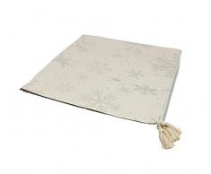 Villa d’Este Home Tivoli Noel Tovaglia Quadrata con Decoro Fiocco di Neve, Cotone e Poliestere, Argento, 100x100 cm
