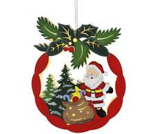 Best Season 270-49 Santa Mistletoe - Finestra di Natale ornamento con luci (10 ledes calda luce, legno bianco, 22 x 28 cm), la progettazione Babbo Natale