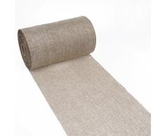 Runner da tavolo shabby chic in effetto lino 20 cm – Beige – 5 m – 69 – 200 – 5 di 35