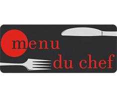 ID Matte 50120 Tappeto da cucina in poliammide/PVC, motivo: posate e scritta menu du chef, multicolore, dimensioni 120 x 50 x 0,4 cm)