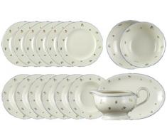 Seltmann Weiden 001.295785 - Servizio da tavola Marie Luise a fiorellini, 16 pezzi: 6 piatti piani (25 cm), 6 piatti fondi (23 cm), 1 piatto ovale (31 cm), 1 ciotola da 20 cm, 1 ciotola da 23 cm e 1 salsiera da 0,6 l