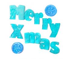 Gel Gems V2TFS00B00 Outlook Auguri Merry X-Mas Decorazioni Natalizie in Gel Autoadesive, Fosforescenti