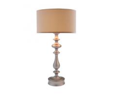 Valditaro AMZ523740333 - Lampada da tavolo in legno con paralume in cotone, dimensioni: 30 x 30 x 56 cm, colore: Champagne