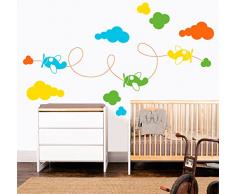 MYVINILO - adesivi murali per bambini - Airplanes / arancione / gialle / verde chiaro / azzuro chiaro