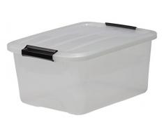 Iris Set di scatole con manico e coperchio, in plastica trasparente, trasparente, Set da 4 (Small)