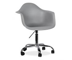 Lo+DeModa Pring Set di 2 Sedia per Ufficio, Polipropilene/Acciaio Cromato, Grigio Scuro, 80x62.5x5 cm