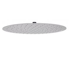 Wohnling wl2.018 Luxus incasso in acciaio inox doccia a pioggia – pioggia testa doccia rotonda con ugelli anticalcare metallo 40 x 40 x 0,2 cm, Argento