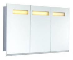 MyBath MYBSPKALA - Mobile da bagno Aegis effetto 3D, con ripiani in vetro regolabili, 2 lampade a LED e interruttore, consegna montato, 60 cm, colore: Bianco 100 cm bianco