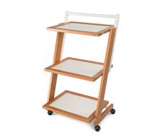 Arredamenti Italia AR_IT 576 Zordan Carrello da Servizio, Legno, Bianco/Ciliegio, 49x41x88 cm