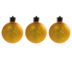 Naeve Leuchten 5083258 - Set di 2 lampade sferiche a LED, con telecomando, batterie incluse, altezza 10 cm, colore: Oro satinato