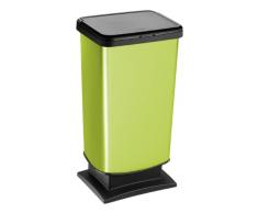 Rotho Pattumiera “Paso” 40 litri Bidone spazzatura antiodore – 35.3x29.5x67.6 cm Cestino in plastica (PP) effetto acciaio inox Apertura della pattumiera tramite funzione push