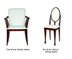 High Street Design Nuovo Set Sedia da pranzo in redwood antico con cuscini in pelle sintetica bianco