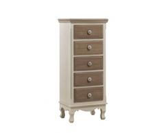 GEESE 7672 - Cassettiera, 5 cassetti, in legno, colore: Bianco/Marrone