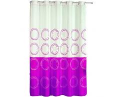 MSV 140787 Tenda della doccia in poliestere Polipropilene plastica bianca rotonda / fucsia 180 x 200 x 0,1 cm - 12 anelli inclusi