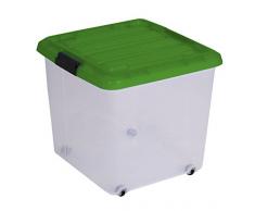 Iris 100040 Set di 4 scatole impilabili con manici e coperchio, 29 l, trasparenti