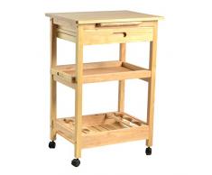 Vacchetti Giuseppe 4116210000 Carrello Cucina, 2 Piani e 1 Cassetto, Legno, Beige, 60 x 45 x 88.5 cm