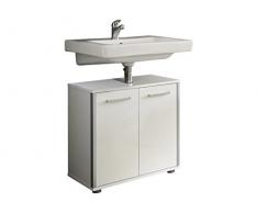 trendteam tri30101 bianco lucido mobiletto per lavabo in melammina, stelo, profilo in alluminio, dimensioni 58 x 57 x 31 cm