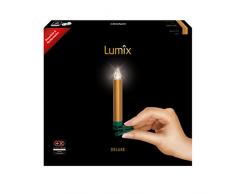 Krinner Lumix Deluxe Set base, 10 candele LED per albero di Natale con telecomando a infrarossi, oro 74343