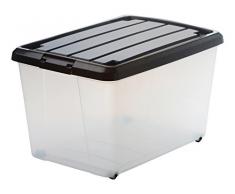 Iris 100040 Set di 4 scatole impilabili con manici e coperchio, 29 l, trasparenti