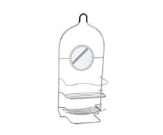 Axentia doccia Mensola con specchio, con 2 ripiani, Piano d appoggio per la doccia, Scaffale da bagno in metallo, ca. 20,5 x 10,5 x 45,5 cm, cromato