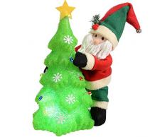 Natale wer 39 cm pre-illuminato luce Babbo Natale albero di Natale decorativo con LED che cambia, multicolori