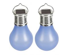 Cogex 403736-Set di 2 lampade a energia solare a LED con gancio in plastica, colore: blu, diametro: 6 cm