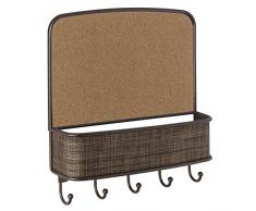 InterDesign Twillo Bacheca in Sughero da Parete e Organizzatore Posta, Metallo, Marrone, 7.5x22.75x14 cm