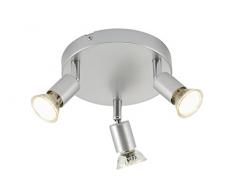 Briloner Leuchten Faretti faretto da soffitto plafoniera, lampada da soffitto, a LED, salotto lampada Spot soffitto, cameretta, Ceiling Lighting, Lampada da soffitto soggiorno cameretta per camera da letto, Rondell, colore titanio,
