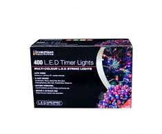 The Christmas Workshop - 400 luci natalizie a LED, funzionamento a batteria con timer, multicolore