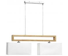 Mathias 3250477 Nelson, lampada a sospensione, 60W, E27, 230V, bianco, legno, naturale, lunghezza: 83 cm, altezza 30 cm