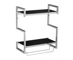 Relaxdays 10020465 Scaffale per Bagno, MensoleB176:B198 per Bagno, 2 Ripiani Complessivi, Salvapsazio, 21 X 44.5 X 53 cm, Argento
