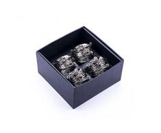 Legendarte LH-030 Allacciatovaglioli Anelli Portatovaglioli Gioiello, Metallo/Vetro, Multicolore, 14x8x7 cm, 4 Unità