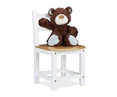 Relaxdays Rustico Sedia Bambini Sediolina in Bambù per Bimbi e Bimbe Cameretta, Legno, Bianco, 50x28.5 cm